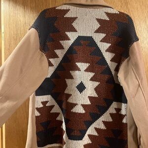 Spool 72 Aztec Cardigan - Tan, maroon and navy blue